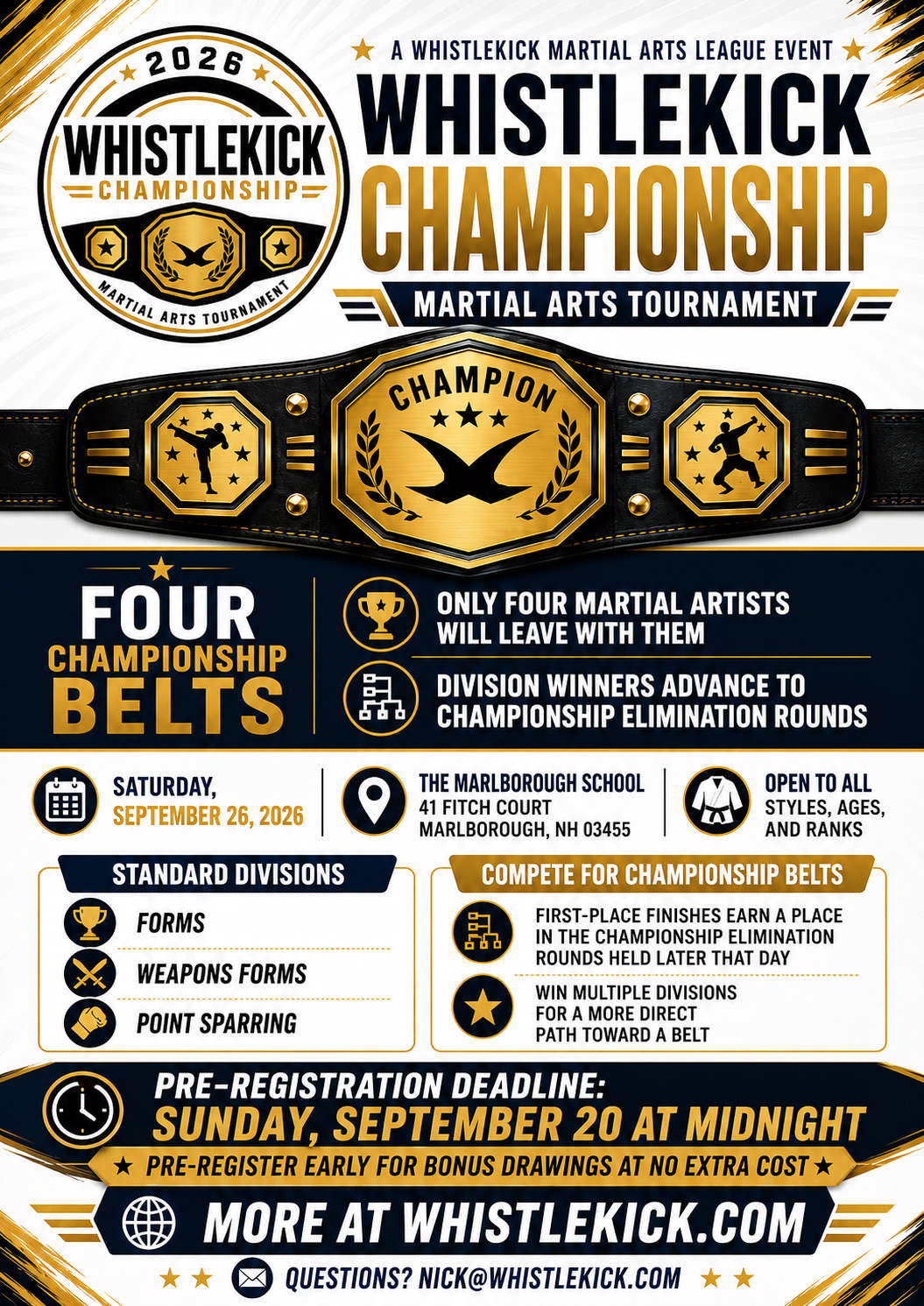 The Whistekick Championship is one month away, sign up today!